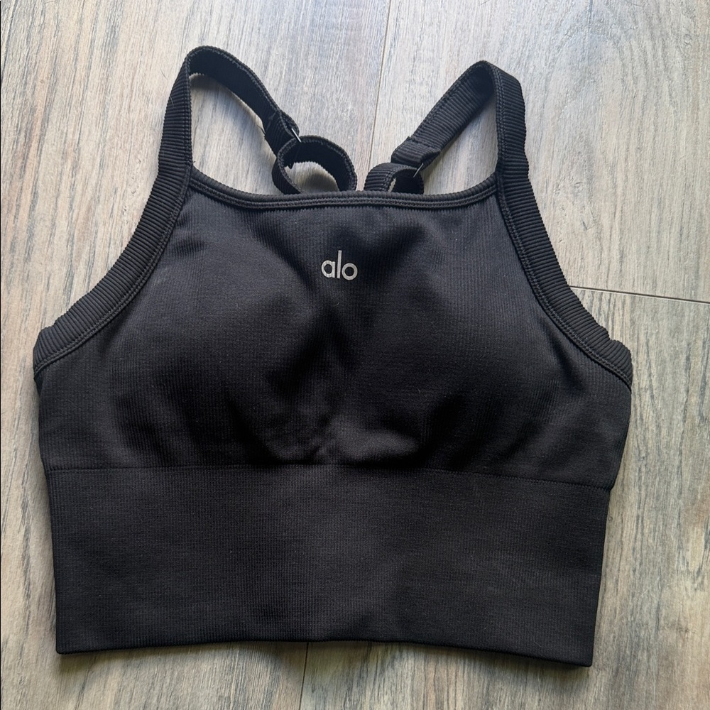 ALO Yoga Black Seamless Longline Sports Bra